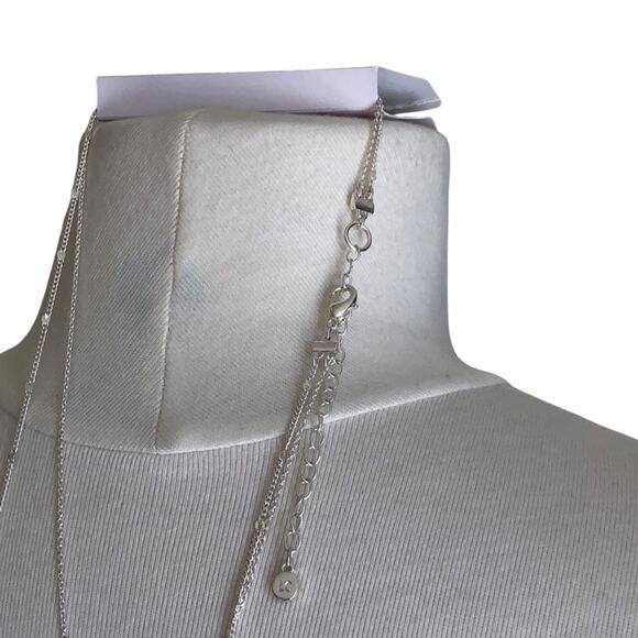 LC Lauren Conrad NIP Silver Tone Double Strand Sand Dollar Pendants Necklace - Picture 5 of 11